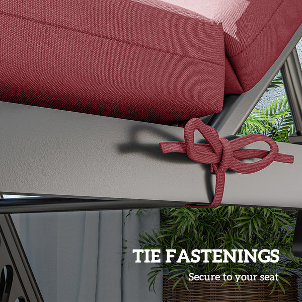 2-Piece Patio Chair Cushions Pillows, Seat Replacement Patio Cushions Set with Ties for Indoor Outdoor Garden Furniture, Wine Red