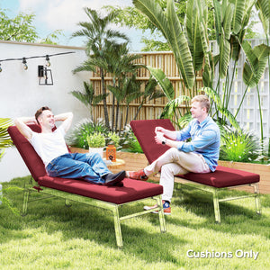 2-Piece Patio Chair Cushions Pillows, Seat Replacement Patio Cushions Set with Ties for Indoor Outdoor Garden Furniture, Wine Red