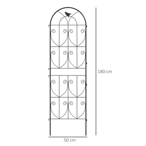 Set of 2 Metal Garden Trellis, Decorative Trellis Panels for Climbing Outdoor Plants, Vegetables, Vines, Flowers, 180 x 50 cm, Bird Design