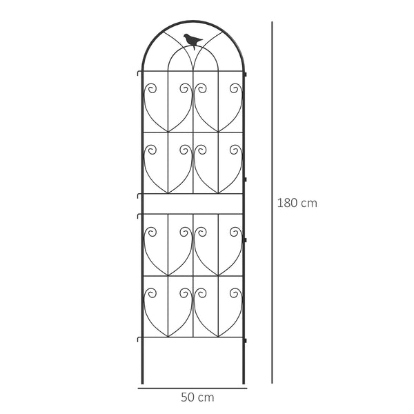 Set of 2 Metal Garden Trellis, Decorative Trellis Panels for Climbing Outdoor Plants, Vegetables, Vines, Flowers, 180 x 50 cm, Bird Design