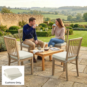 Outdoor Chair Seat Cushions Set of 2, Garden Chair Cushions with 7cm Thick Foam & Ties, Water Repellent and UV Resistant Covers for Patio Furniture 40x40cm, Cream White