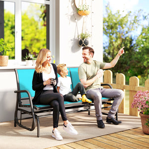 3-Seat Outdoor Glider, Patio Glider Outdoor Bench with Steel Frame, All Weather Breathable Mesh Seat for Garden, Backyard, Lawn, Blue