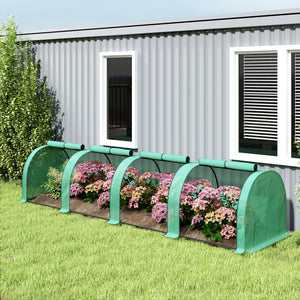 13' x 3' x 2.5' Mini Greenhouse, Portable Tunnel Green House with Roll-Up Zippered Doors, UV Waterproof PE Cover, Steel Frame, Green