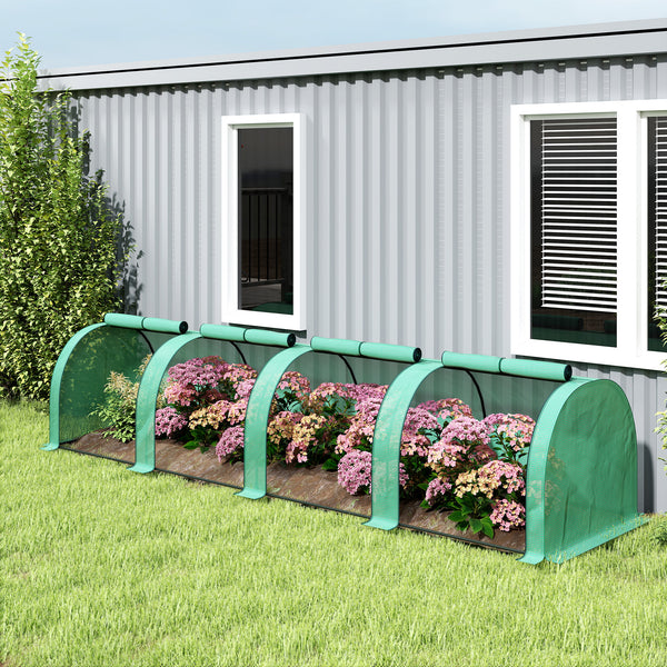 13' x 3' x 2.5' Mini Greenhouse, Portable Tunnel Green House with Roll-Up Zippered Doors, UV Waterproof PE Cover, Steel Frame, Green
