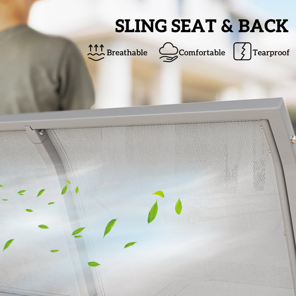 3 Seater Swing Chair, Garden Swing Bench with Adjustable Tilting Canopy, Breathable Mesh Seat and Heavy Duty Metal Frame for Patio, Yard, Light Grey