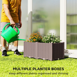 Plastic Raised Garden Bed with Legs, Self Watering Elevated Planter Boxes with Drainage Holes and Plugs, Easy Assembly Outdoor Planter Box for Vegetables, Flowers, Herbs, 80 x 40 x 37 cm