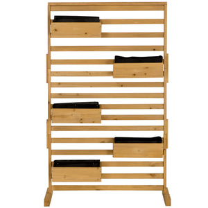 Wooden Plant Trellis Stand with 5 Hanging Planter Boxes, Freestanding Outdoor Plant Stand for Patio, Garden, Balcony, Porch