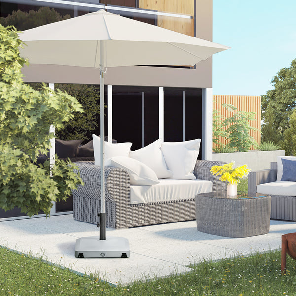 Garden Parasol Base Holder, 24kg Water or 30kg Sand Filled, Outdoor Market Umbrella Stand Weight with Wheels and Brakes, Grey