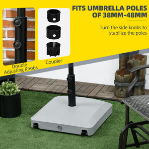 Garden Parasol Base Holder, 24kg Water or 30kg Sand Filled, Outdoor Market Umbrella Stand Weight with Wheels and Brakes, Grey