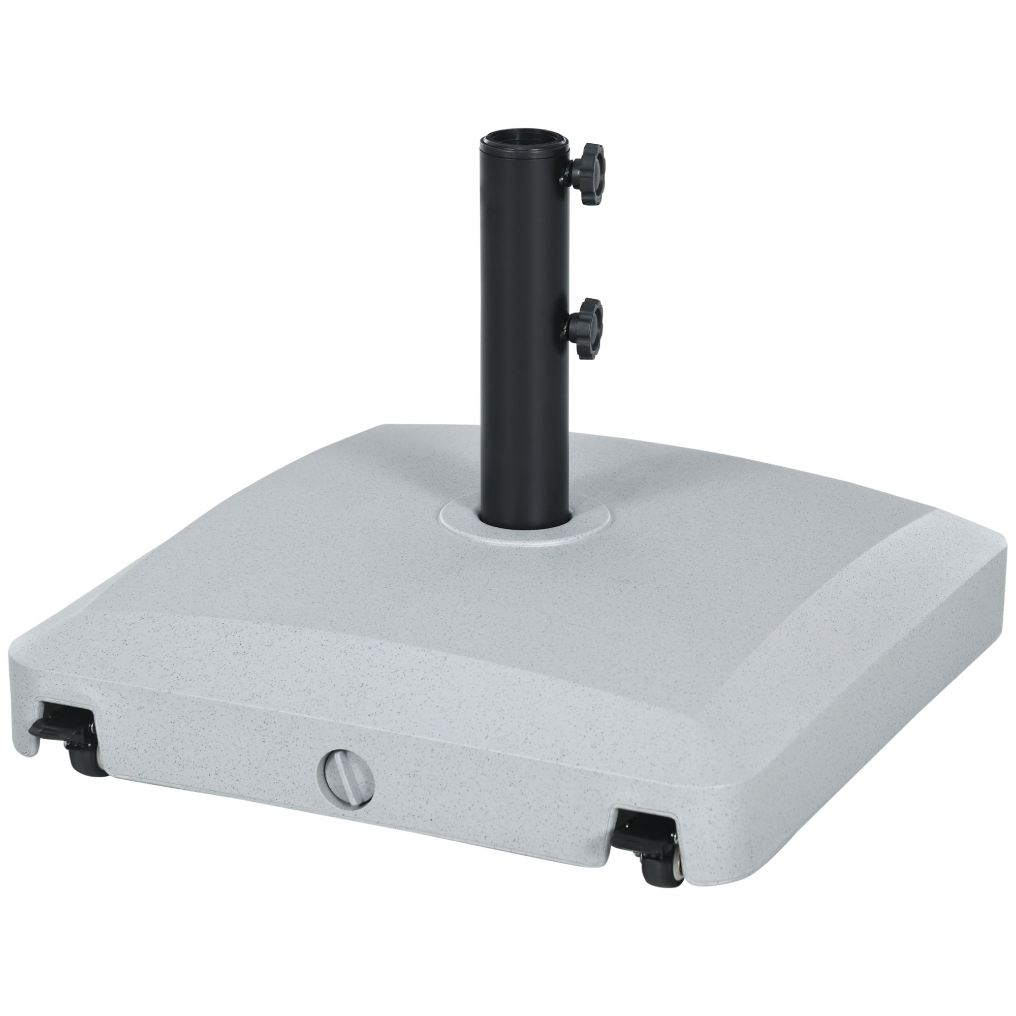 grey patio umbrella base Outsunny Patio Umbrella Base with Wheels, 53lbs Water or 66lbs Sand Filled, Heavy Duty Outdoor Umbrella Stand Holder