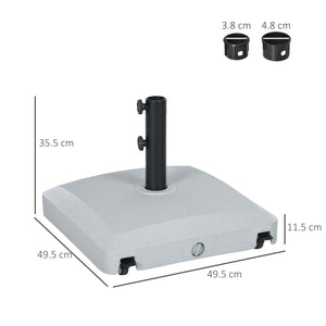 Garden Parasol Base Holder, 24kg Water or 30kg Sand Filled, Outdoor Market Umbrella Stand Weight with Wheels and Brakes, Grey