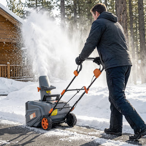 40V 18" Cordless Snow Blower with PU Auger, 1400W Brushless Motor, 12" Depth, Includes Two 4.0Ah Batteries & Fast Charger, 21.3ft Max Throw Distance, 180° Rotatable Chute, Wheels for Driveway