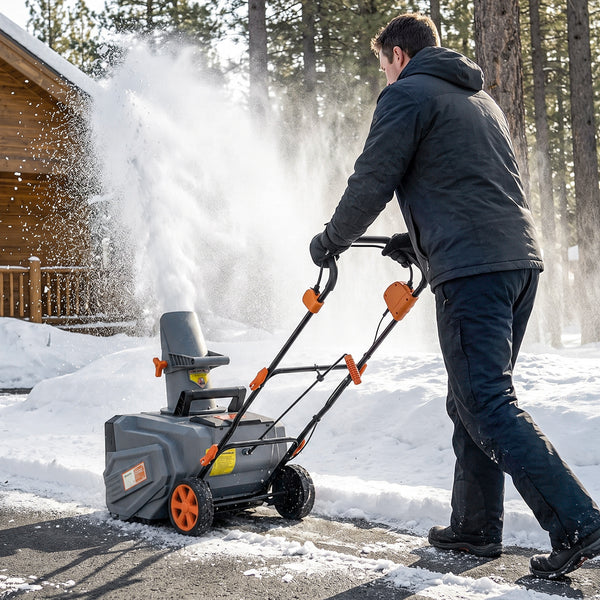 40V 18" Cordless Snow Blower with PU Auger, 1400W Brushless Motor, 12" Depth, Includes Two 4.0Ah Batteries & Fast Charger, 21.3ft Max Throw Distance, 180° Rotatable Chute, Wheels for Driveway