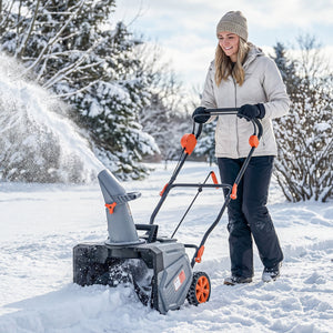 40V 18" Cordless Snow Blower with PU Auger, 1400W Brushless Motor, 12" Depth, Includes Two 4.0Ah Batteries & Fast Charger, 21.3ft Max Throw Distance, 180° Rotatable Chute, Wheels for Driveway