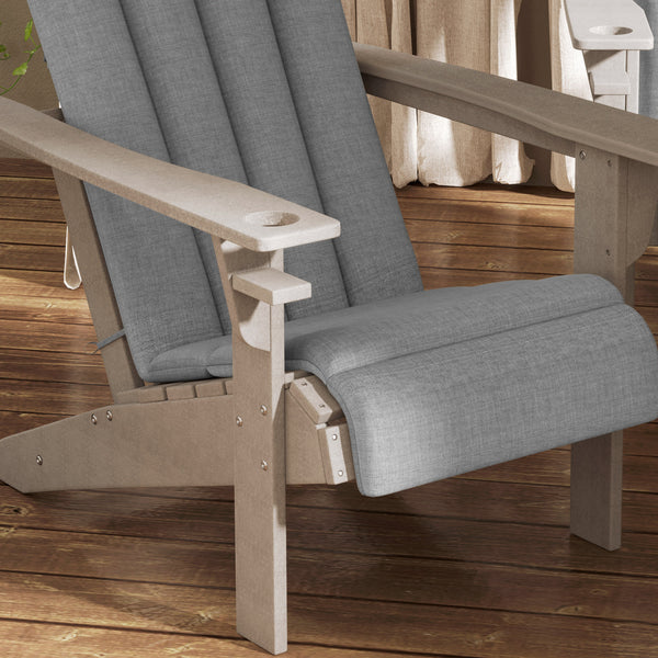 Adirondack Chair Cushion Set of 4, Outdoor Chair Cushions with Ties, 25D High-Density Foam, High Back Patio Chair Cushions, Fade Resistant for Patio Furniture, 49" x 20" x 2", Gray