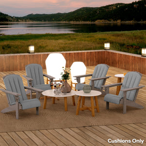 Adirondack Chair Cushion Set of 4, Outdoor Chair Cushions, High Back Patio Chair Cushions with Ties, Non-Slip Replacement Seat Cushion for Patio Furniture, Grey