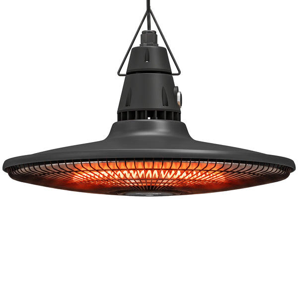 1500W Electric Patio Heater, IP65 Hanging Infrared Outdoor Heater with Carbon Fiber Tube, LED Screen, Remote Control for Garage, Patios, Gazebo, Balcony, Black