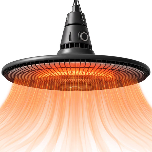 1500W Electric Patio Heater, IP65 Hanging Infrared Outdoor Heater with Carbon Fiber Tube, LED Screen, Remote Control for Garage, Patios, Gazebo, Balcony, Black