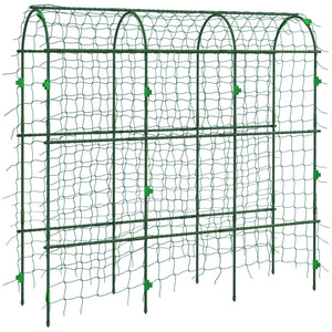 Outsunny Cucumber Trellis, 6' Tall Arch Trellis for Climbing Plants Outdoor, A-Frame, with Plastic Coated Steel Frame and Climbing Net, Support Vegetables, Peas, Fruit & Vines, Green