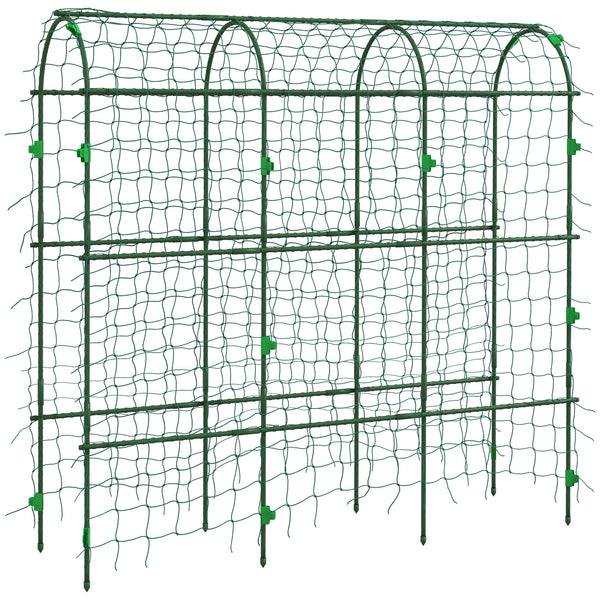 Outsunny Cucumber Trellis, 6' Tall Arch Trellis for Climbing Plants Outdoor, A-Frame, with Plastic Coated Steel Frame and Climbing Net, Support Vegetables, Peas, Fruit & Vines, Green