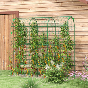 Outsunny Cucumber Trellis, 6' Tall Arch Trellis for Climbing Plants Outdoor, A-Frame, with Plastic Coated Steel Frame and Climbing Net, Support Vegetables, Peas, Fruit & Vines, Green