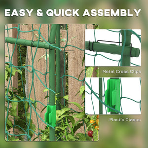 Outsunny Cucumber Trellis, 6' Tall Arch Trellis for Climbing Plants Outdoor, A-Frame, with Plastic Coated Steel Frame and Climbing Net, Support Vegetables, Peas, Fruit & Vines, Green