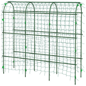 Outsunny Cucumber Trellis, 6' Tall Arch Trellis for Climbing Plants Outdoor, A-Frame, with Plastic Coated Steel Frame and Climbing Net, Support Vegetables, Peas, Fruit & Vines, Green