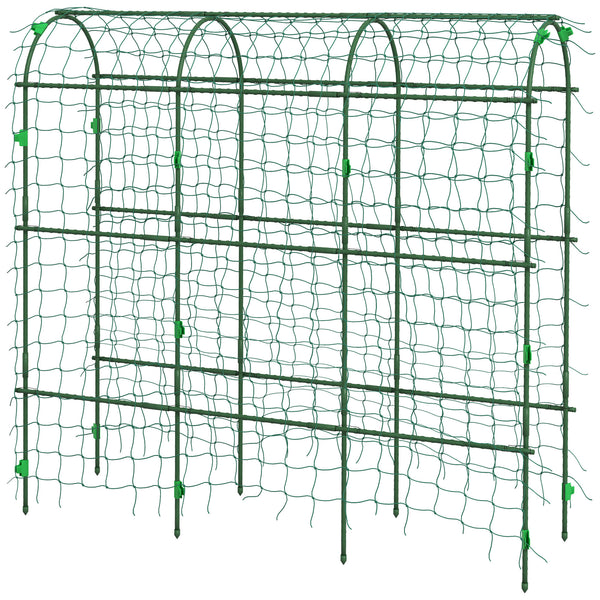 Outsunny Cucumber Trellis, 6' Tall Arch Trellis for Climbing Plants Outdoor, A-Frame, with Plastic Coated Steel Frame and Climbing Net, Support Vegetables, Peas, Fruit & Vines, Green