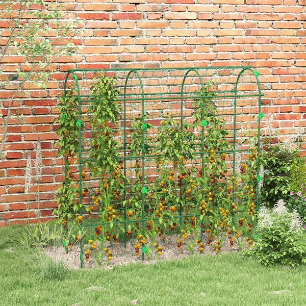 Outsunny Cucumber Trellis, 6' Tall Arch Trellis for Climbing Plants Outdoor, A-Frame, with Plastic Coated Steel Frame and Climbing Net, Support Vegetables, Peas, Fruit & Vines, Green