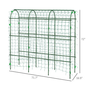 Outsunny Cucumber Trellis, 6' Tall Arch Trellis for Climbing Plants Outdoor, A-Frame, with Plastic Coated Steel Frame and Climbing Net, Support Vegetables, Peas, Fruit & Vines, Green