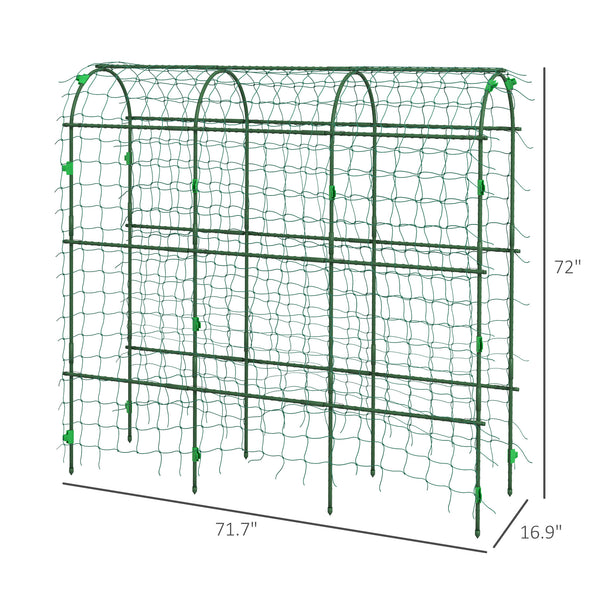 Outsunny Cucumber Trellis, 6' Tall Arch Trellis for Climbing Plants Outdoor, A-Frame, with Plastic Coated Steel Frame and Climbing Net, Support Vegetables, Peas, Fruit & Vines, Green