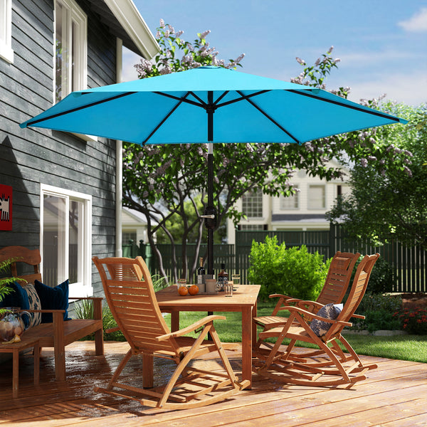 2.6 m Garden Parasol Umbrella with Aluminium Pole, Outdoor Table Market Patio Umbrella Sun Shade with Tilt and Crank, Vent, Blue