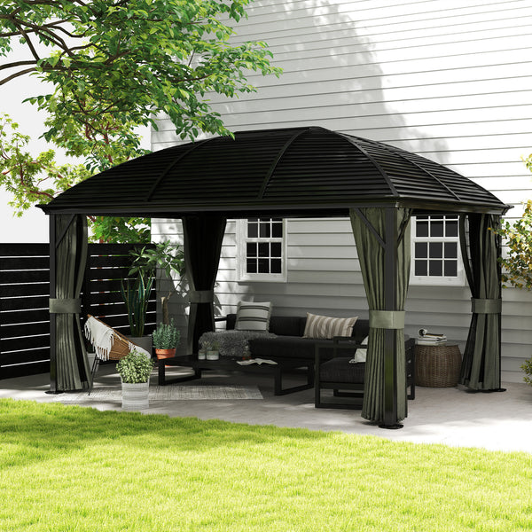 Toit Permanent Toit de jardin Outsunnny 3 m x 4 m avec toit rigide en acier galvanisé ...