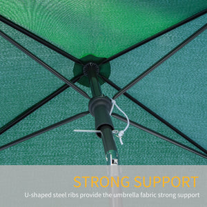 6.5x4ft Rectangle Patio Umbrella Aluminum Tilt Adjustable Garden Parasol Sun Shade Outdoor Canopy Green