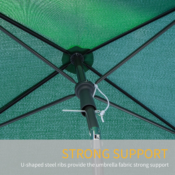 6.5x4ft Rectangle Patio Umbrella Aluminum Tilt Adjustable Garden Parasol Sun Shade Outdoor Canopy Green