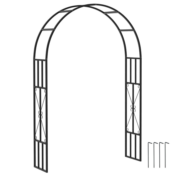 7.3ft Steel Garden Arch Trellis, Garden Arbor Trellis for Climbing Plants Roses Wisteria Vines, Flower Arch Wedding Arch Stand for Outdoor, Garden, Lawn, Backyard, Black