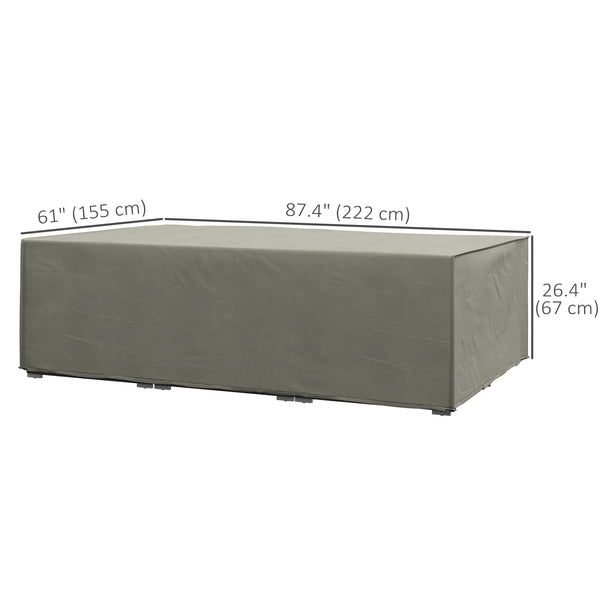 Patio Furniture Covers with PE Coating, UV Rain Protective Outdoor Scetional Cover, Rectangular Outside Table Chair Shelter, 87.5" x 61" x 26.5", Grey