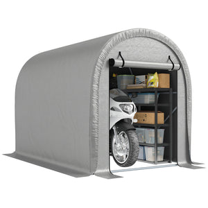 8' x 5' Portable Shed, Water-Resistant Bike Tent with Roll-up Zipper Door and Galvanized Steel Frame, Outdoor Storage Shed for Bike, Firewood, Garden Tools, Light Grey