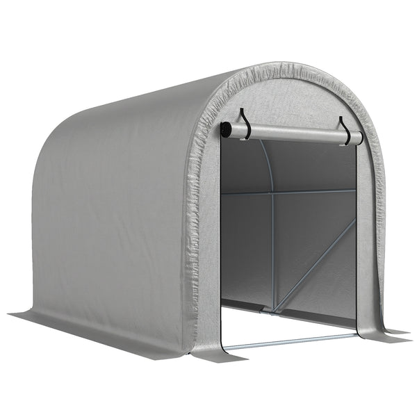 8' x 5' Portable Shed, Water-Resistant Bike Tent with Roll-up Zipper Door and Galvanized Steel Frame, Outdoor Storage Shed for Bike, Firewood, Garden Tools, Light Grey