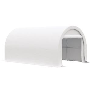 10' x 16' Carport, Heavy Duty Portable Garage / Storage Tent with Large Zippered Door, Anti-UV PE Canopy Cover for Car, Boat, Motorcycle, Bike, Garden Tools, White