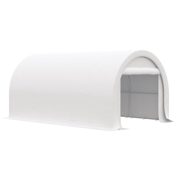10' x 16' Carport, Heavy Duty Portable Garage / Storage Tent with Large Zippered Door, Anti-UV PE Canopy Cover for Car, Boat, Motorcycle, Bike, Garden Tools, White