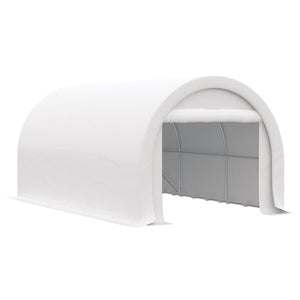 10' x 16' Carport, Heavy Duty Portable Garage / Storage Tent with Large Zippered Door, Anti-UV PE Canopy Cover for Car, Boat, Motorcycle, Bike, Garden Tools, White