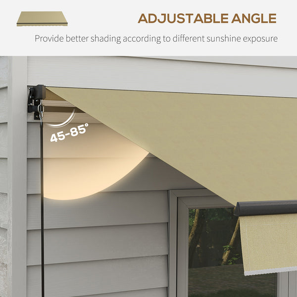 Outsunny 12' x 10' Retractable Awning, Patio Awning Sunshade Shelter with Manual Crank Handle, 280gsm UV Resistant Fabric and Aluminum Frame for Deck, Balcony, Yard, Beige