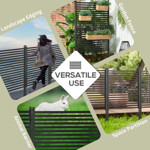 Garden Fence with 2 Standing Ways for Hard & Soft Ground, Decorative Outdoor Divider, Metal Animal Barrier Fence for Garden Patio, Brown