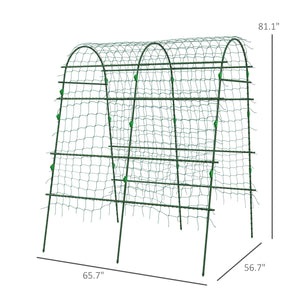 Outsunny Cucumber Trellis, 6.8' Tall Arch Trellis for Climbing Plants Outdoor, A-Frame, with Plastic Coated Steel Frame and Climbing Net, Support Vegetables, Peas, Fruit & Vines, Green