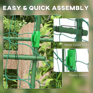 Outsunny Cucumber Trellis, 6.8' Tall Arch Trellis for Climbing Plants Outdoor, A-Frame, with Plastic Coated Steel Frame and Climbing Net, Support Vegetables, Peas, Fruit & Vines, Green