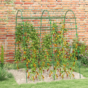 Outsunny Cucumber Trellis, 6.8' Tall Arch Trellis for Climbing Plants Outdoor, A-Frame, with Plastic Coated Steel Frame and Climbing Net, Support Vegetables, Peas, Fruit & Vines, Green