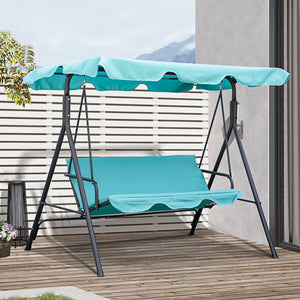 Outsunny 3-Seat Outdoor Patio Swing Chair with Removable Cushion, Steel Frame Stand and Adjustable Tilt Canopy for Patio, Garden, Poolside, Balcony, Backyard, Green