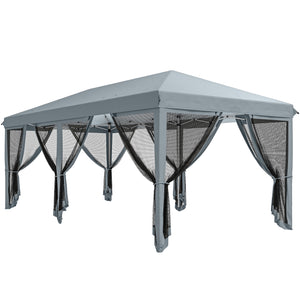 10' x 20' Pop Up Canopy Tent Gazebo with Removable Mesh Sidewall Netting, Carry Bag for Backyard Patio Outdoor, Grey