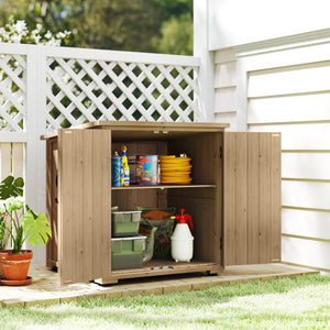 Wood Garden Shed, Compact Outdoor Storage Cabinet Potting Shed with Adjustable Inner Shelf and Double Doors for Backyard, Patio, Lawn